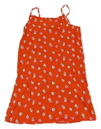 Červené lehké květované šaty Primark