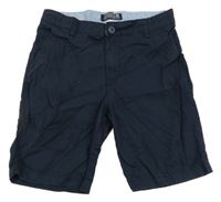 Tmavomodré plátěné chino kraťasy H&M