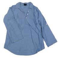 Modré melírované košilové polo šaty H&M