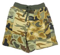 Pískovo-zeleno-černé army teplákové kraťasy