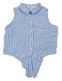 Modro-bílá pruhovaná crop halenka H&M