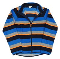 Modro-šedo-oranžová pruhovaná propínací fleecová mikina s rolákem H&M