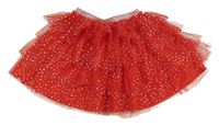 Červená vrstvená tylová sukně s hvězdičkami a stříbrným pasem little kids
