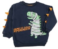 Tmavomodrá mikina s dinosaurem Tu
