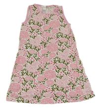 Bílo-růžové bavlněné květované šaty H&M