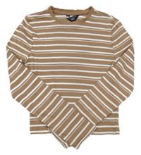 Béžovo-bílé pruhované crop triko New Look