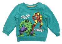 Zelená mikina s hrdiny Marvel