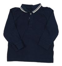 Tmavomodré polo triko s proužky Matalan