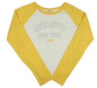 Smetanovo-žluté crop triko s nápisem H&M