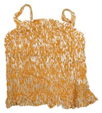 Oranžovo-bílý vzorovaný crop top se žabičkováním F&F