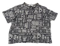 Tmavošedé crop tričko s nápisy H&M