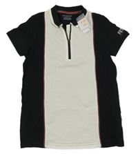 Nové - Černo-bílo-vínové polo tričko Primark