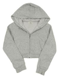 Světlešedá propínací crop mikina s kapucí H&M