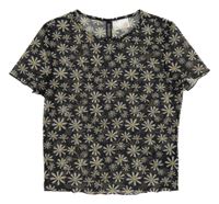 Černé šifonové tričko s květinami H&M