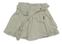 Béžové plátěné sukňové kraťasy s páskem Zara