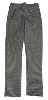 Šedo-černé kostkované tregíny se zipy Primark