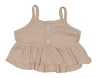 Světlerůžový žebrovaný crop top s knoflíky