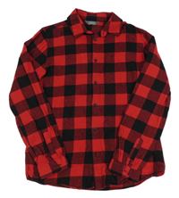 Červeno-černá kostkovaná flanelová košile Primark