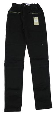 Nové - Černé skinny rifle se zipy Denim Co.