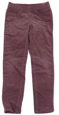 Švestkové manšestrové elastické kalhoty H&M