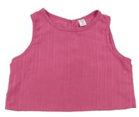 Růžový strukturovaný crop top Shein