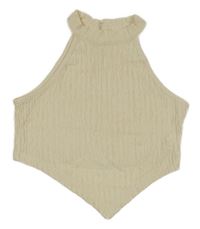 Světlebéžový strukturovaný crop top 