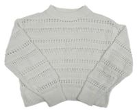 Bílý děrovaný svetr H&M