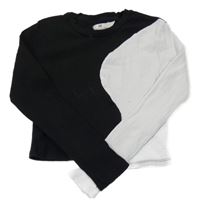 Černo-bílé žebrované crop triko H&M