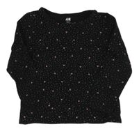 Černé puntíkaté triko se srdíčky H&M