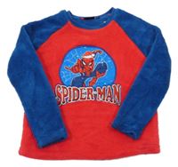 Červeno-tmavomodrá plyšová pyžamová mikina se Spider-manen s vánočním motivem PRIMARK