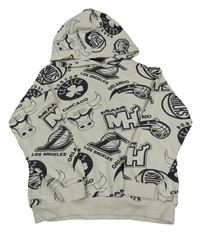 Smetanová mikina s basketbalovými kluby a kapucí M&S
