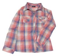 Růžovo-modro-bílo-béžová kostkovaná halenka Crash One 