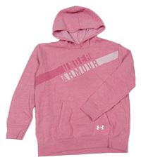 Růžová melírovaná mikina s nápisem a kapucí Under Armour