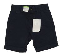 Nové - Tmavomodré plátěné chino kraťasy M&S