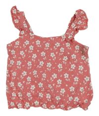 Růžový květovaný crop top