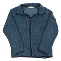 Tmavomodrá melírovaná fleecová propínací mikina H&M