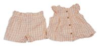 2set - Lososovo-bílá kostkovaná halenka + kraťasy Primark