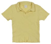 Žluté žebrované polo tričko Zara