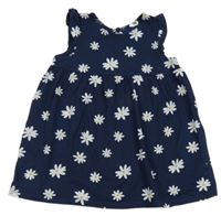 Tmavomodré kytičkované bavlněné šaty H&M