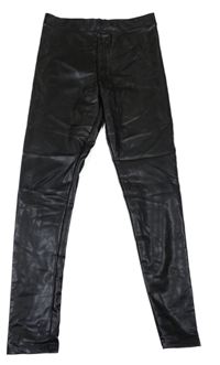 Černé koženkové legíny H&M