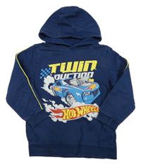 Tmavomodrá mikina s HotWheels a kapucí 