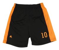 Černo-neonově oranžové sportovní kraťasy s číslem 