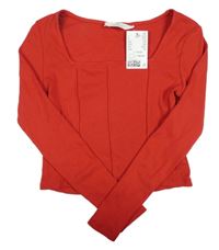 Nové - červené žebrované crop triko H&M