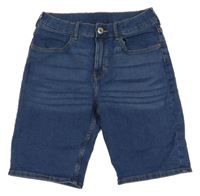 Tmavomodré elastické riflové kraťasy H&M