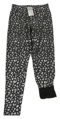 Nové - Tmavošedo-stříbrné leopardí silnější legíny Primark