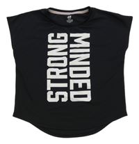 Černé sportovní crop tričko s nápisem H&M