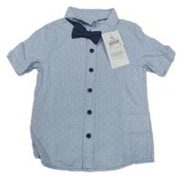 Nové - 2set - Světlemodrá proužkovaná košile + připínací motýlek Dopodopo 