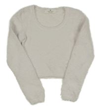 Smetanový chlupatý crop svetr H&M