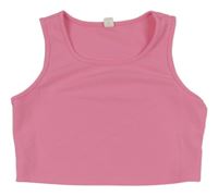 Růžový žebrovaný sportovní crop top shein