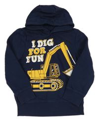 Tmavomodrá mikina s bagrem a kapucí C&A